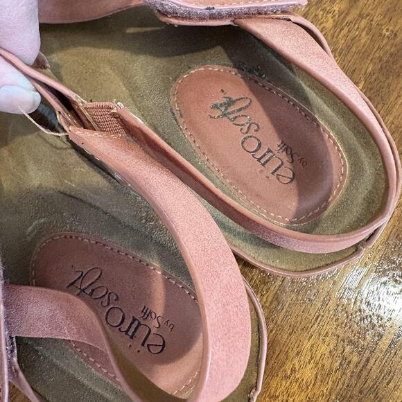Eurosoft by Sofft Sandals Womens Size 7.5 Pink Giametta Cork Wedge Slingback - Picture 3 of 12